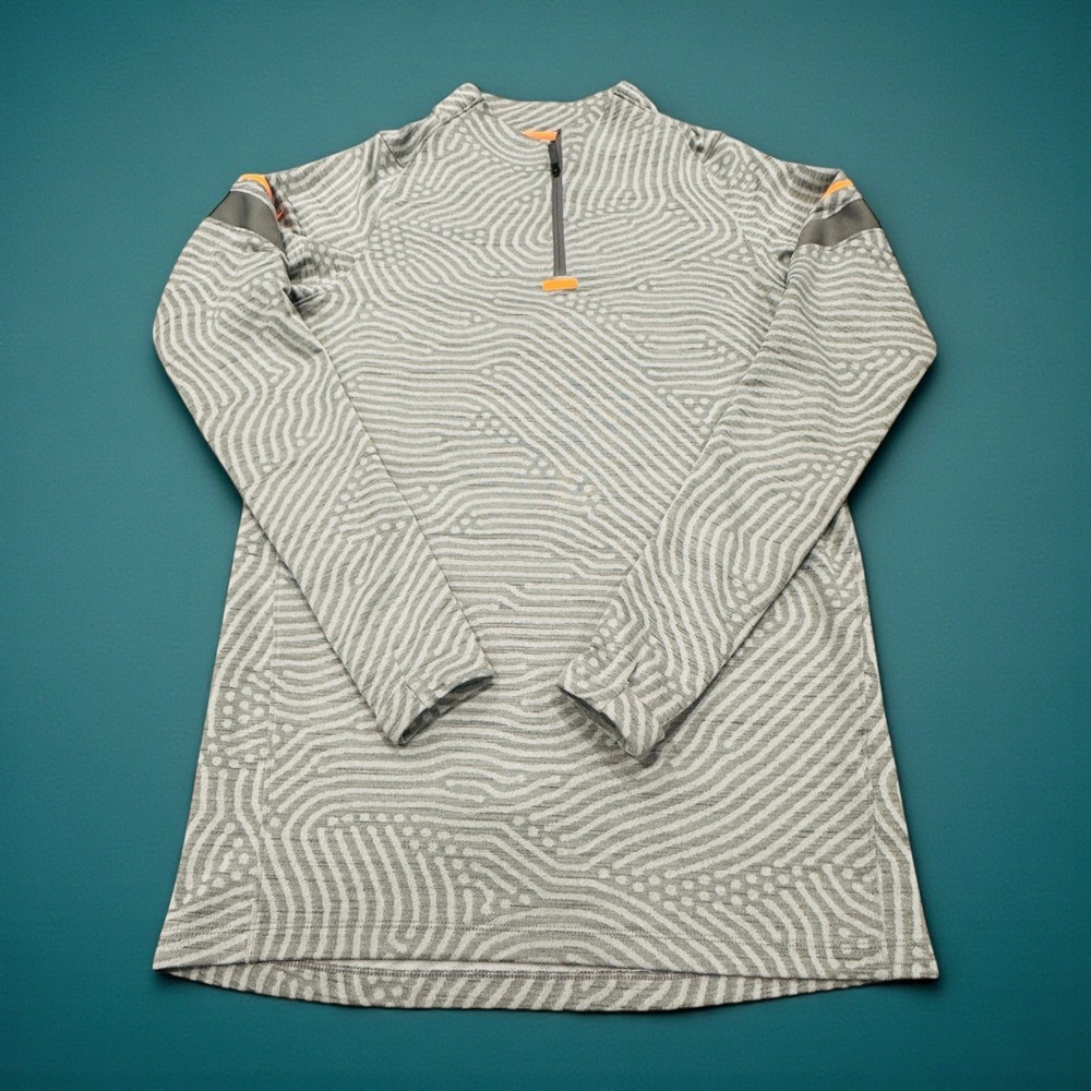 VtG Nike Dri Fit Womens Size SLong Sleeve Quarter Zip Athletic Top Grey Pattern